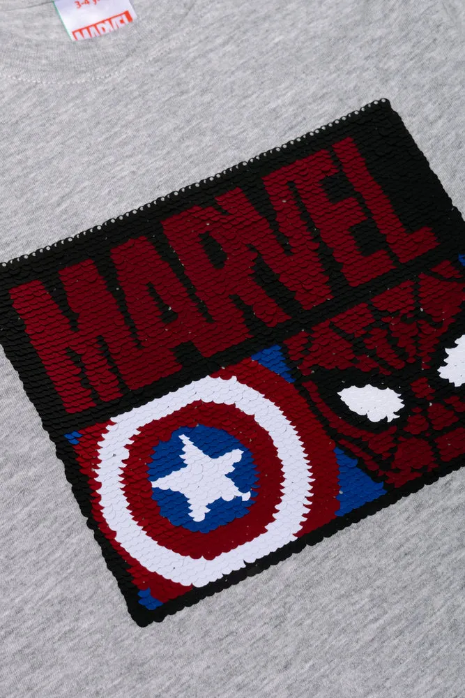 Marvel Sequin Long Sleeve T-Shirt Grey sold by Ackermas product image thumbnail 2
