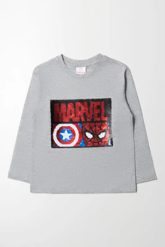 Marvel Sequin Long Sleeve T-Shirt Grey sold by Ackermas