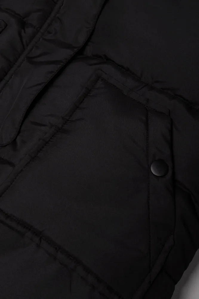 Long Hooded Puffer Jacket Black sold by Ackermas product image thumbnail 2