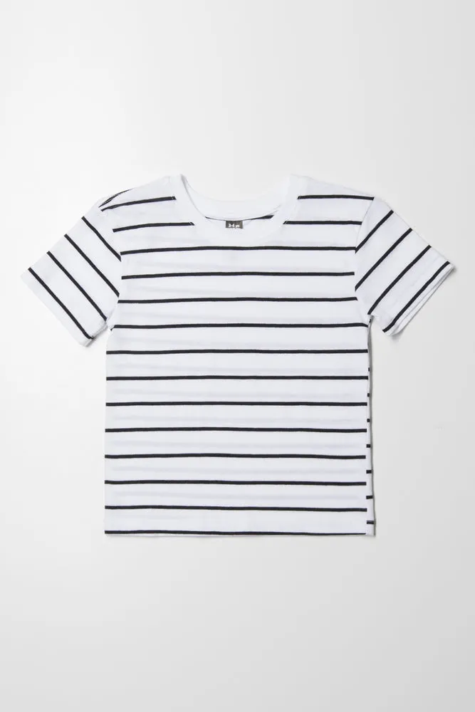 Stripe Short Sleeve T-Shirt Black And White sold by Ackermas