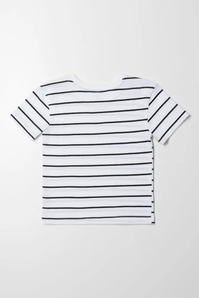 Stripe Short Sleeve T-Shirt Black And White sold by Ackermas product image thumbnail 3