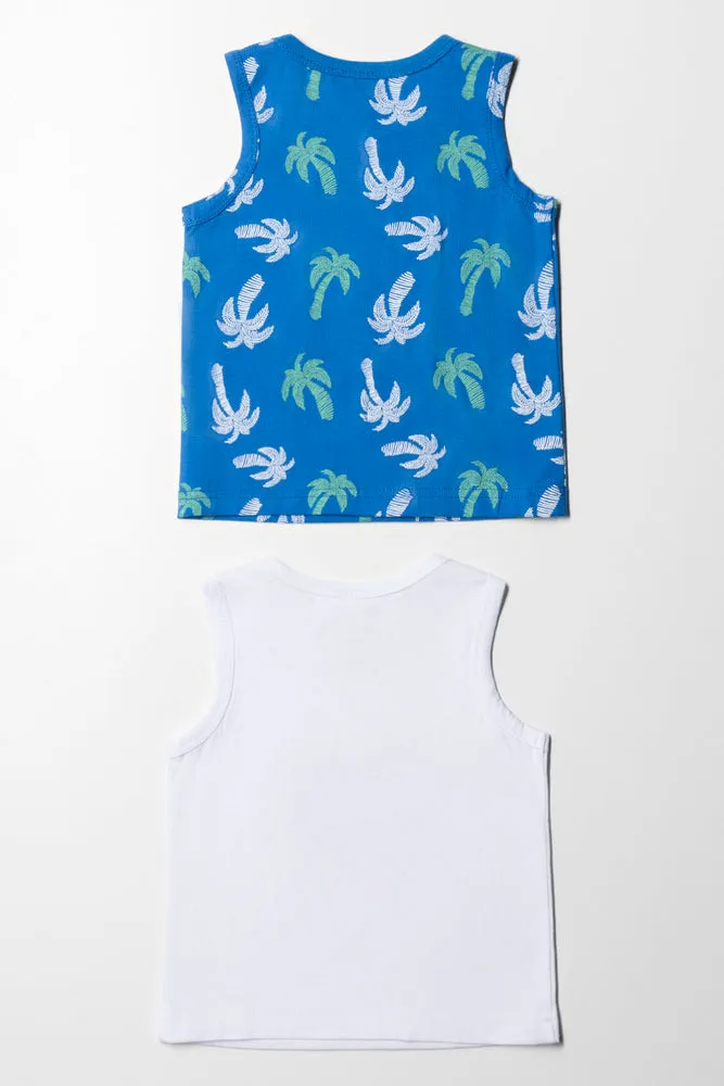 2 Pack Sleeveless T-Shirts Blue And White sold by Ackermas product image thumbnail 4