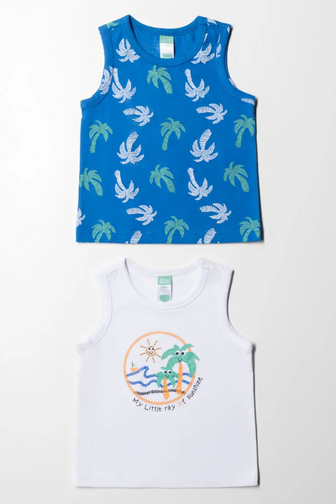 2 Pack Sleeveless T-Shirts Blue And White sold by Ackermas