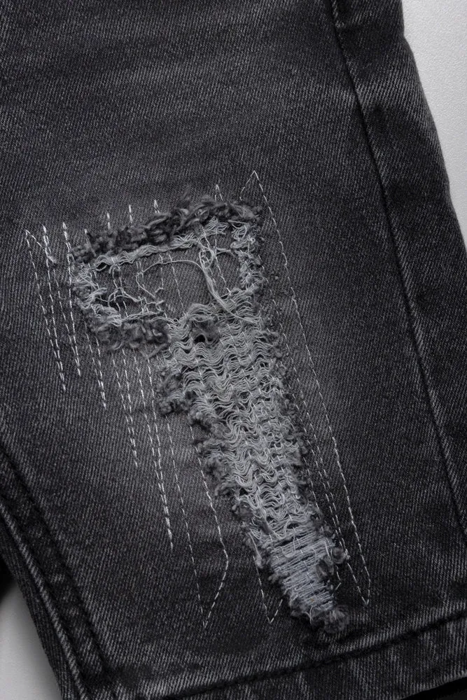 Ripped Denim Short Dark Grey sold by Ackermas product image thumbnail 2