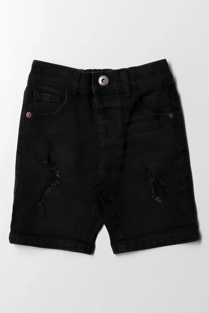 Ripped Denim Short Black sold by Ackermas