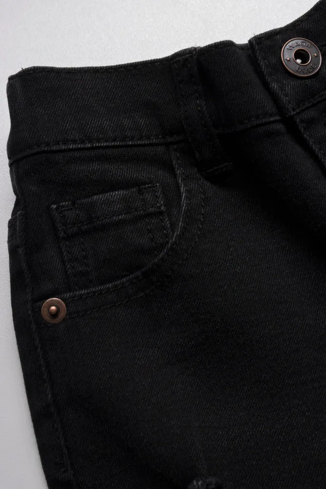 Ripped Denim Short Black sold by Ackermas product image thumbnail 2