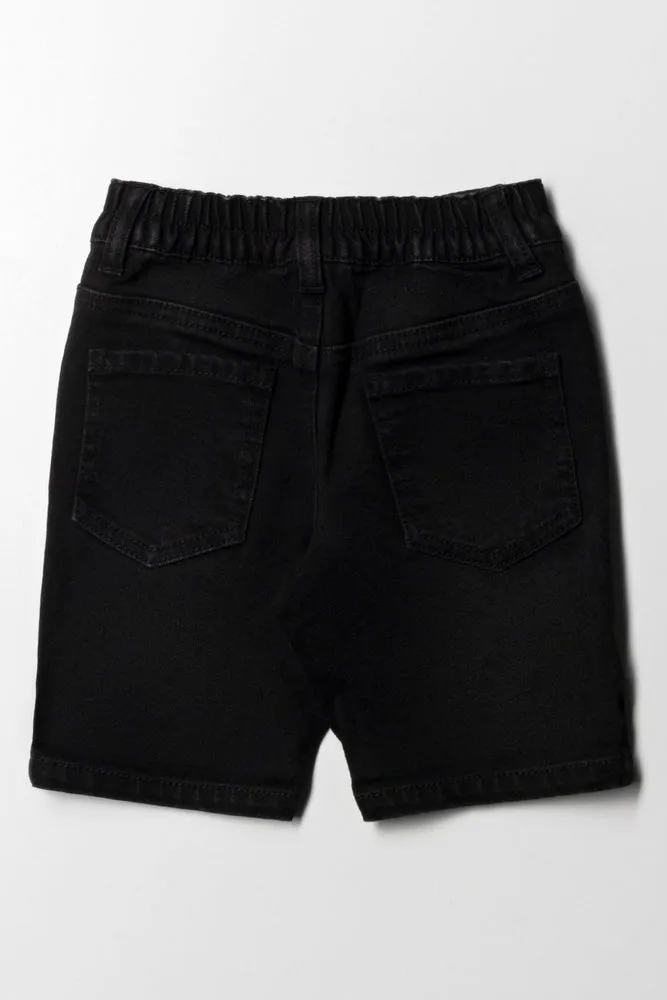 Ripped Denim Short Black sold by Ackermas product image thumbnail 3