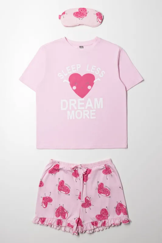Dream More Short Set Pink sold by Ackermas