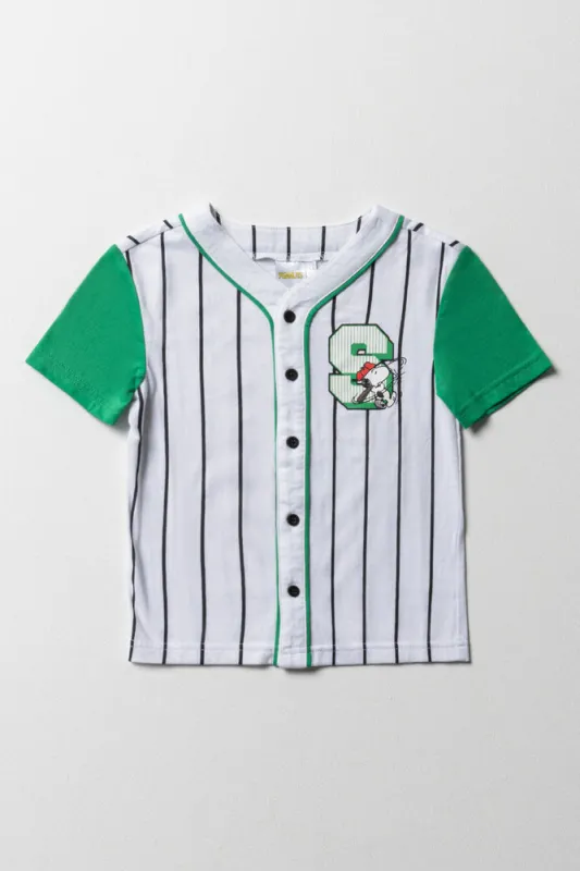 Snoopy Baseball T-Shirt White And Green sold by Ackermas
