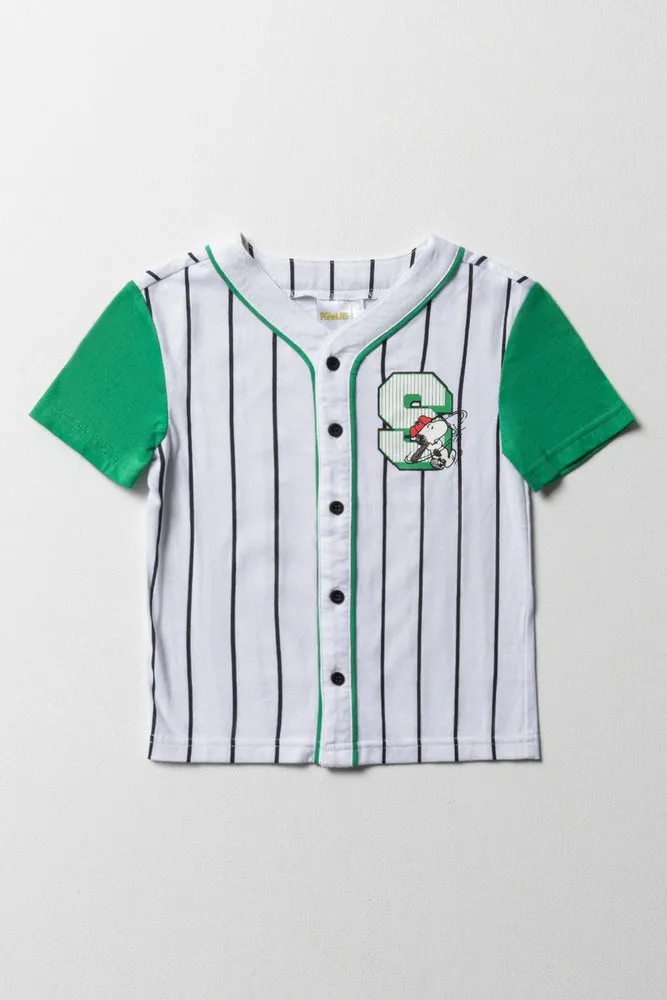 Snoopy Baseball T-Shirt White And Green sold by Ackermas