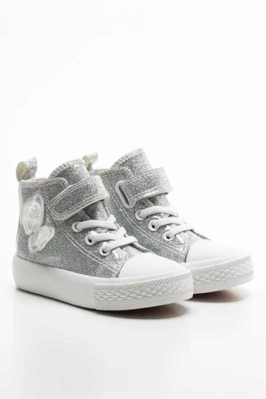 Glitter Hightop Sneaker Silver sold by Ackermas