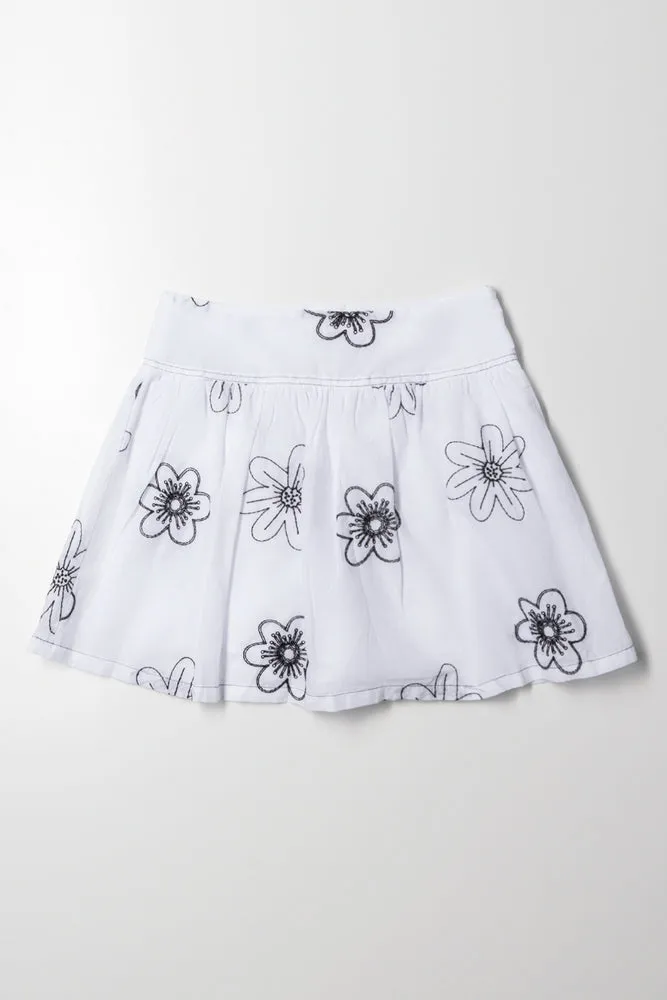 Embroidered Skort White sold by Ackermas