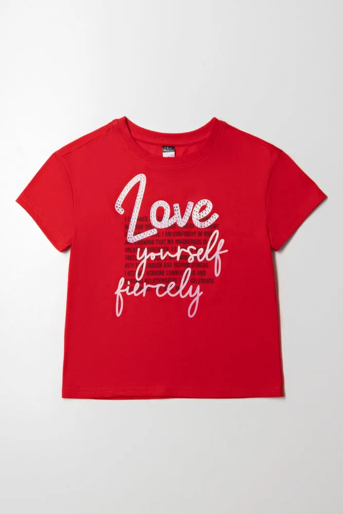 Love Short Sleeve T-Shirt Red sold by Ackermas