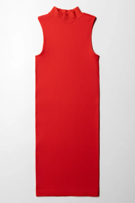 Seamless Turtle Neck Sleeveless Dress Red sold by Ackermas