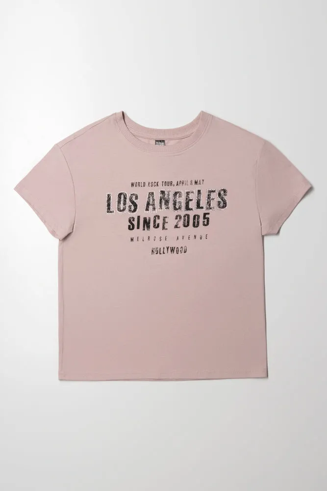 Los Angeles Short Sleeve T-Shirt Natural sold by Ackermas