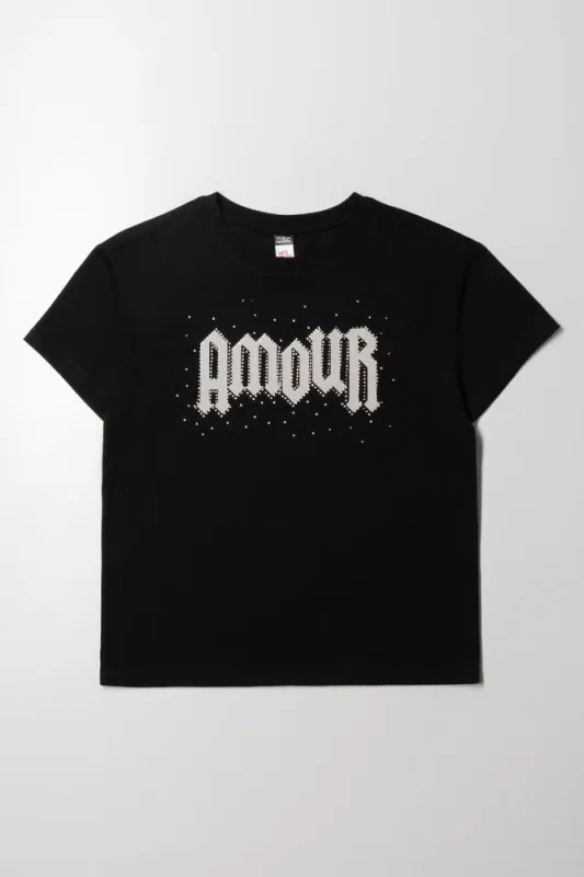 Amour Short Sleeve T-Shirt Black sold by Ackermas