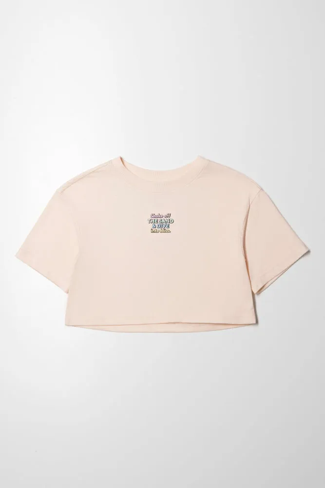 Short Sleeve Boxy T-Shirt Peach sold by Ackermas