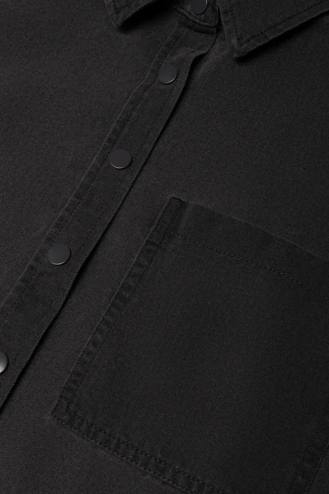 Denim Boxy Crop Shirt Dark Grey sold by Ackermas product image thumbnail 2