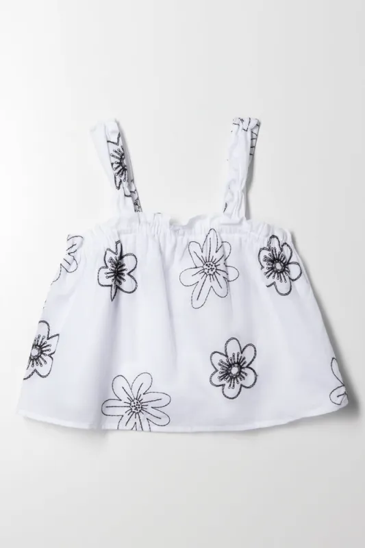 Embroidered Swing Top White sold by Ackermas