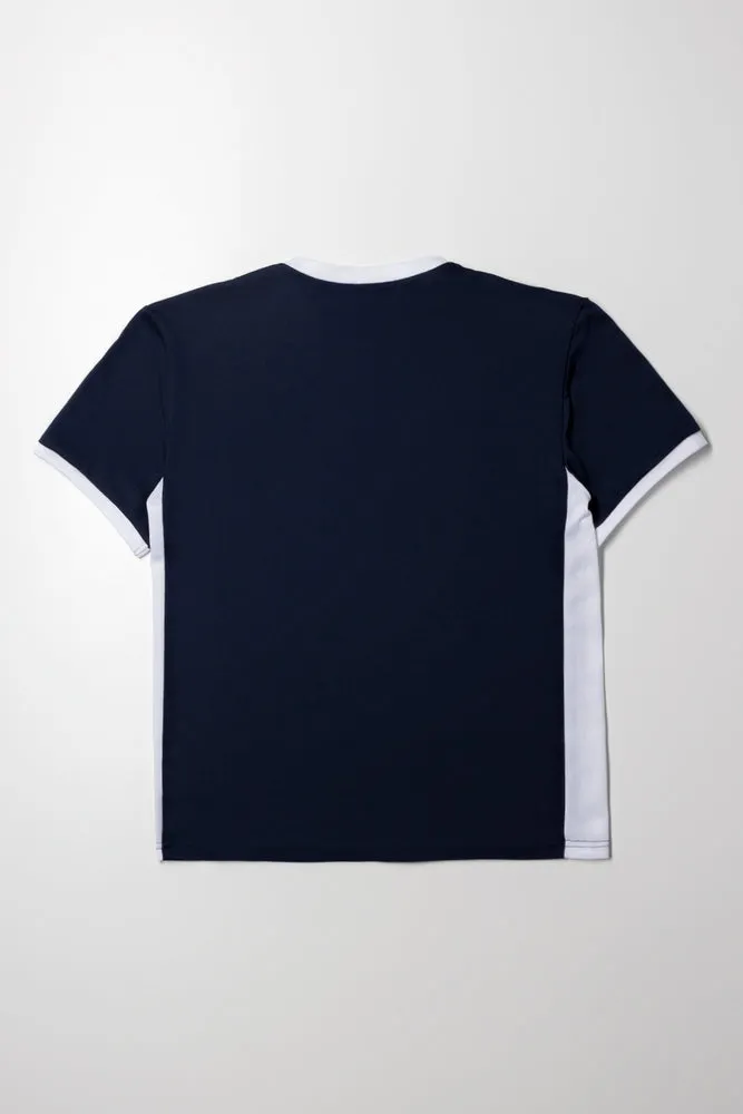 Sporty Short Sleeve T-Shirt Navy And White sold by Ackermas product image thumbnail 3