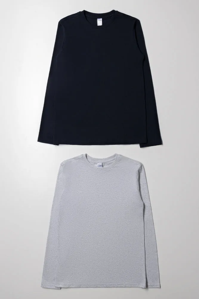 2 Pack Long Sleeve T-Shirts Navy And Grey sold by Ackermas