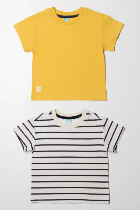 2 Pack Stripe T-Shirts Yellow sold by Ackermas