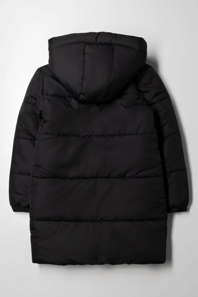 Hooded Long Puffer Jacket Black sold by Ackermas product image thumbnail 4
