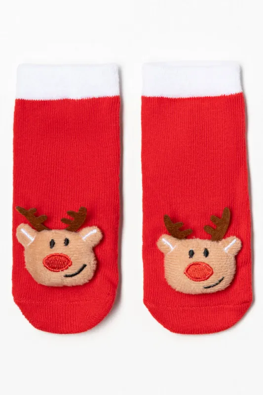 2 Pack Christmas Reindeer Socks Red sold by Ackermas