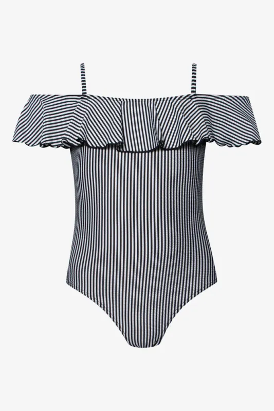 One Piece Frill With Stripe Black sold by Ackermas