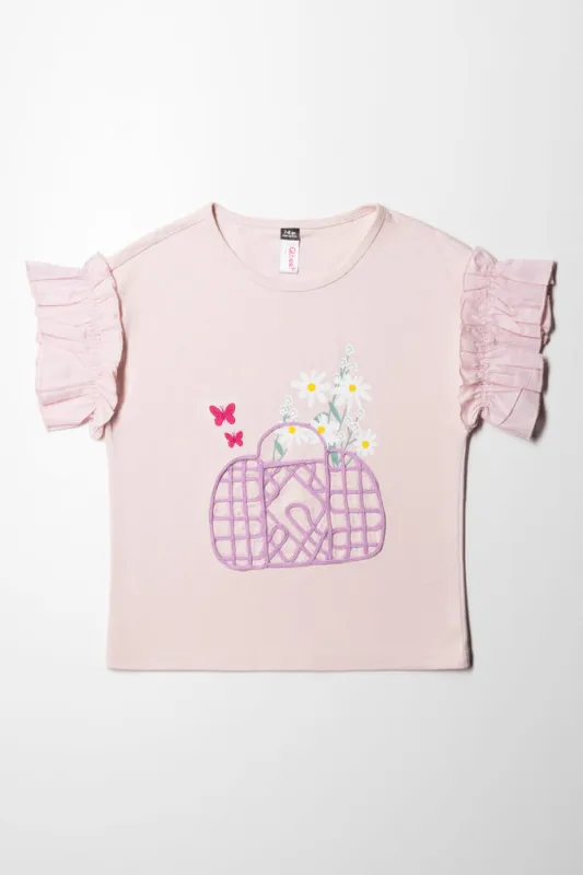 Basket Flower 3D Knit Top Light Pink sold by Ackermas