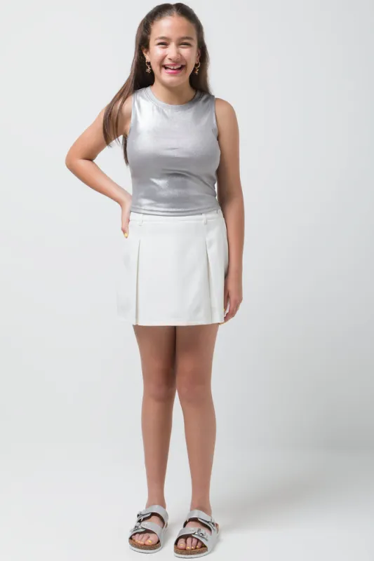 Pleated Skort White sold by Ackermas