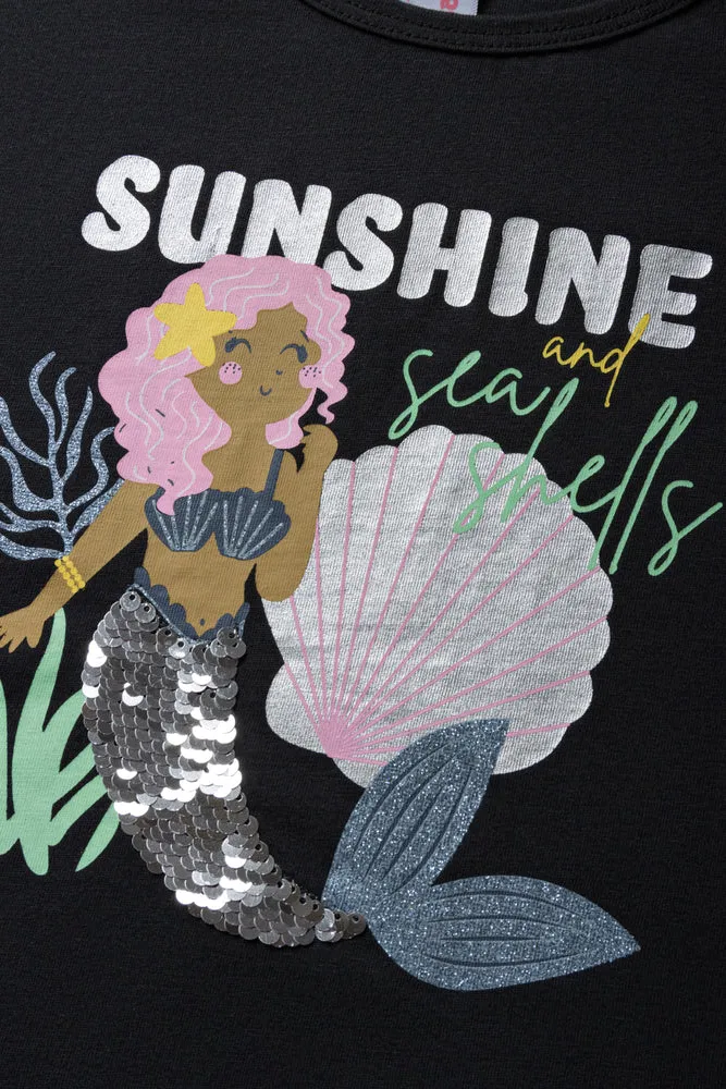 Mermaid Sequin 3D Knit Top Black sold by Ackermas product image thumbnail 2