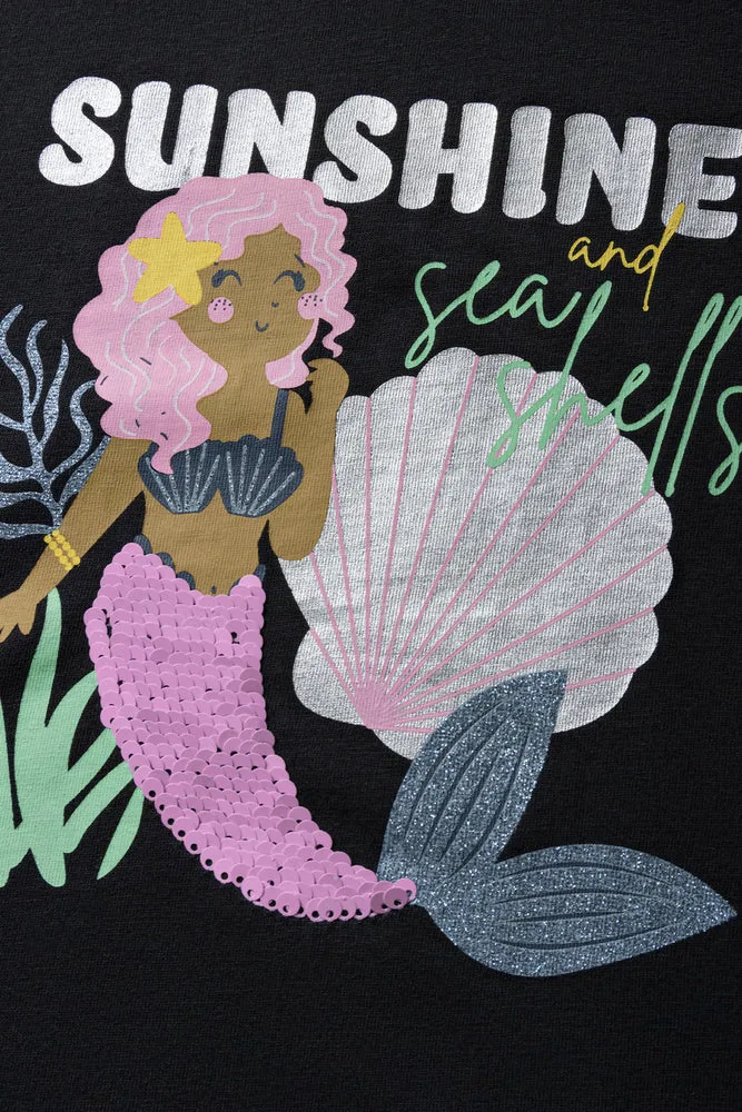 Mermaid Sequin 3D Knit Top Black sold by Ackermas product image thumbnail 3