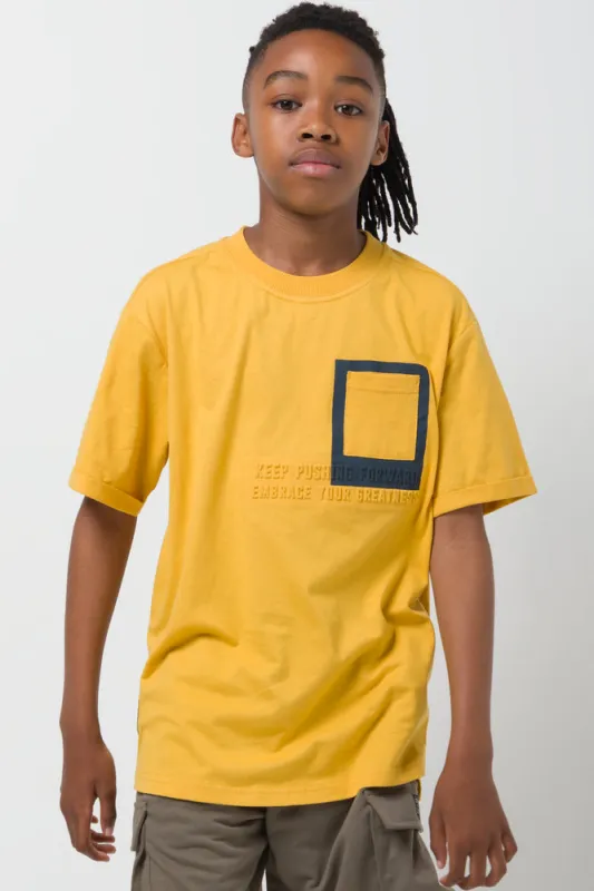 Pocket Style T-Shirt Yellow sold by Ackermas
