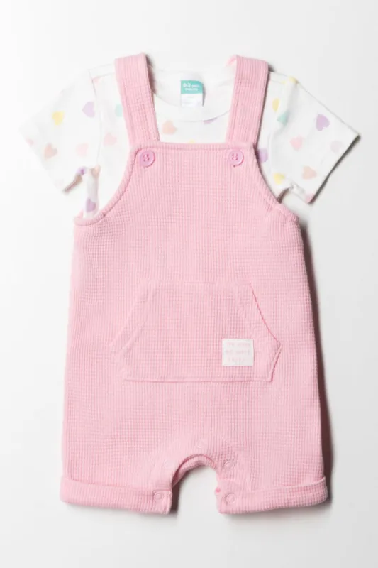 Waffle Dungaree Girl Pink sold by Ackermas