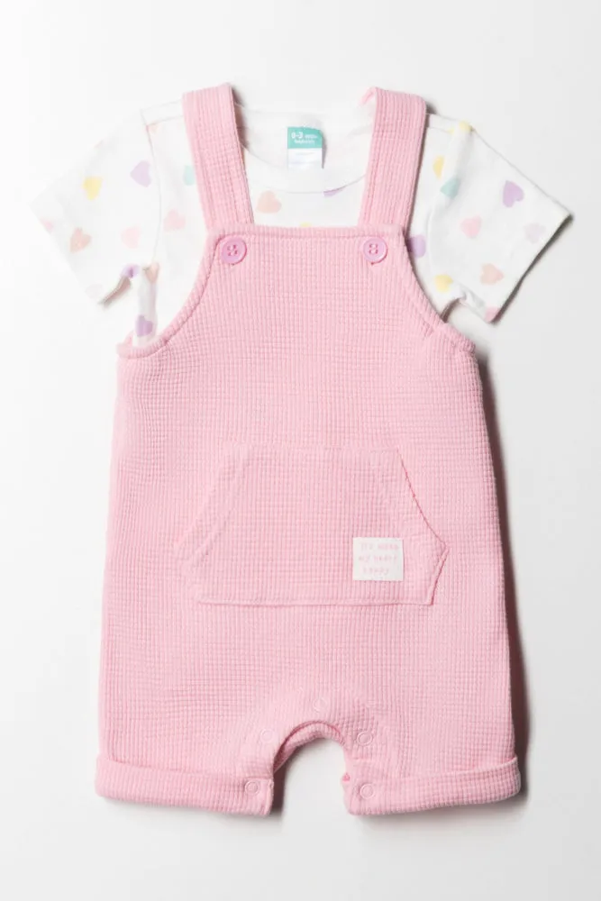 Waffle Dungaree Girl Pink sold by Ackermas