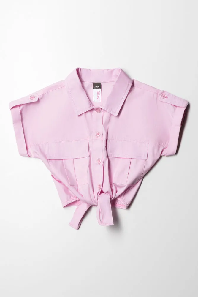 Resort Shirt Pocket Detail Pink sold by Ackermas