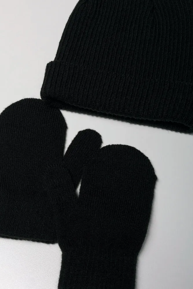 Beanie And Mittens Set Black sold by Ackermas product image thumbnail 2