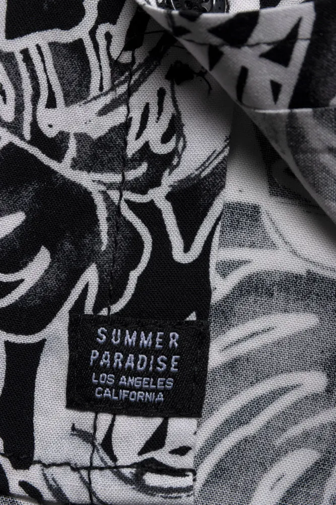 Viscose Resort Shirt Palms Black And White sold by Ackermas product image thumbnail 3