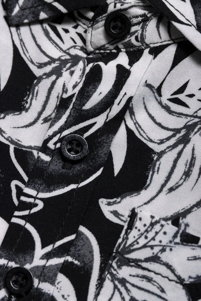 Viscose Resort Shirt Palms Black And White sold by Ackermas product image thumbnail 2