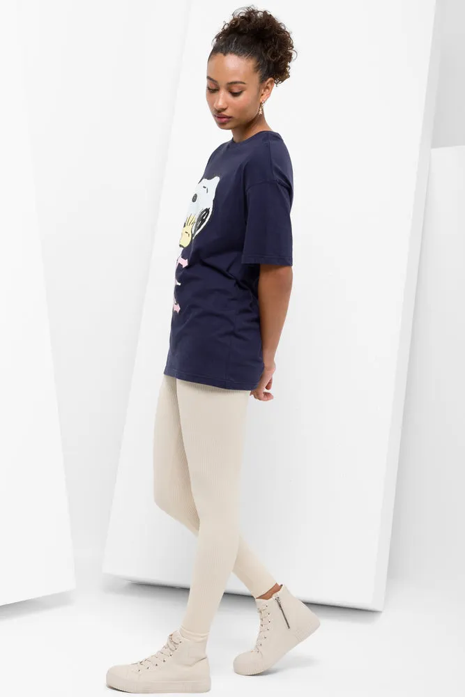 Snoopy Love Oversized Short Sleeve T-Shirt Navy sold by Ackermas product image thumbnail 2