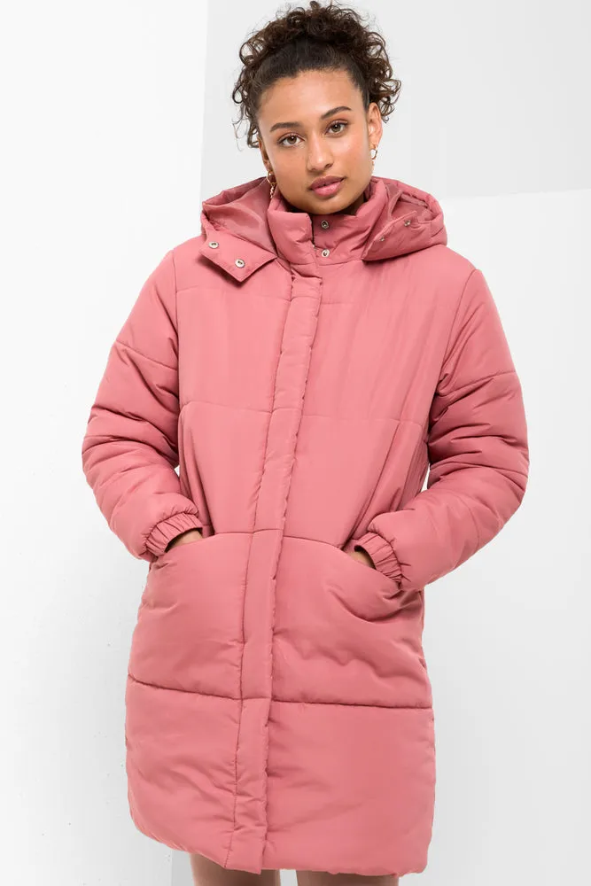 Longer Length Puffer Coat Pink sold by Ackermas