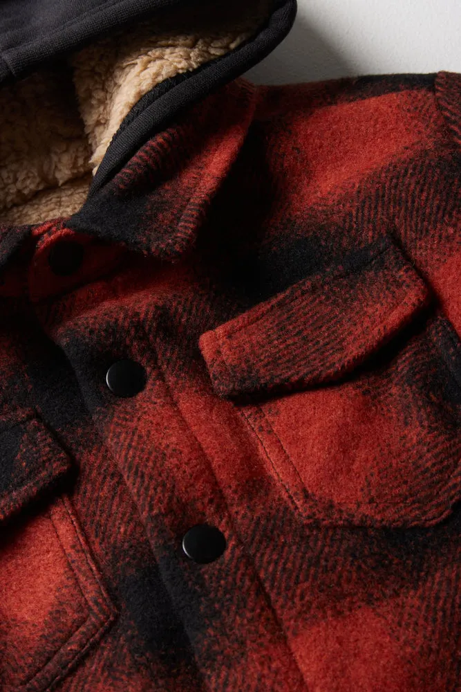 Check Hooded Shacket Black sold by Ackermas product image thumbnail 2