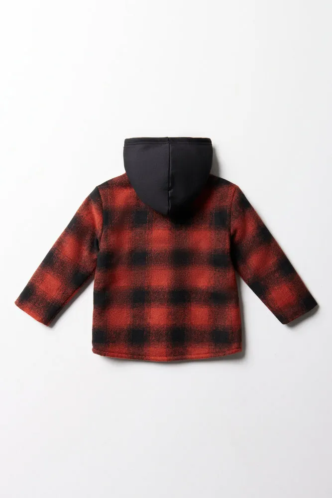 Check Hooded Shacket Black sold by Ackermas product image thumbnail 4