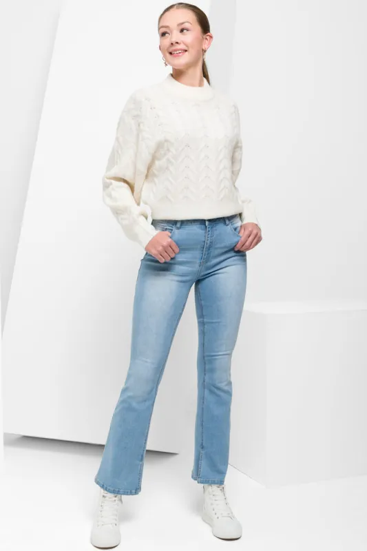Flare Denim Jeans Light Blue sold by Ackermas