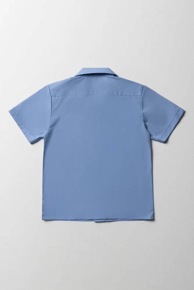 Unisex School Short Sleeve Open Neck Shirt Blue sold by Ackermas product image thumbnail 3