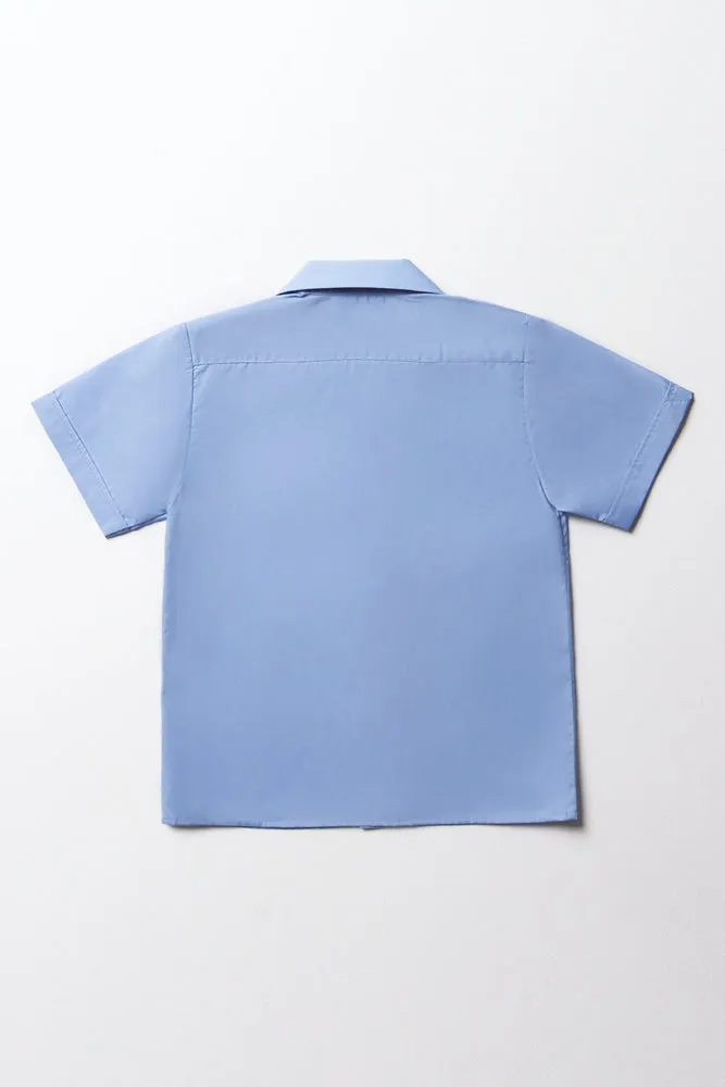 Unisex School Short Sleeve Open Neck Shirt Blue sold by Ackermas product image thumbnail 4