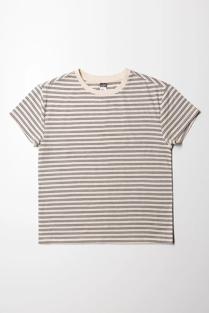 Regular Fit T-Shirt Stone & Grey Stripe sold by Ackermas