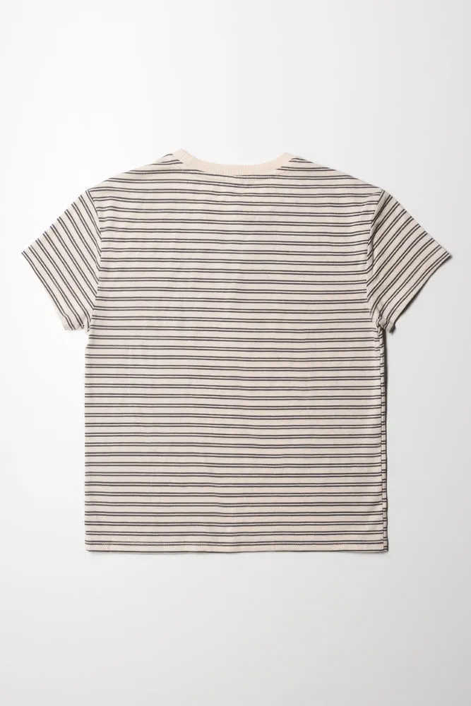 Regular Fit T-Shirt Stone & Grey Stripe sold by Ackermas product image thumbnail 3
