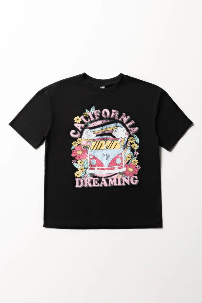 California Dreaming Oversized Short Sleeve T-Shirt Black sold by Ackermas